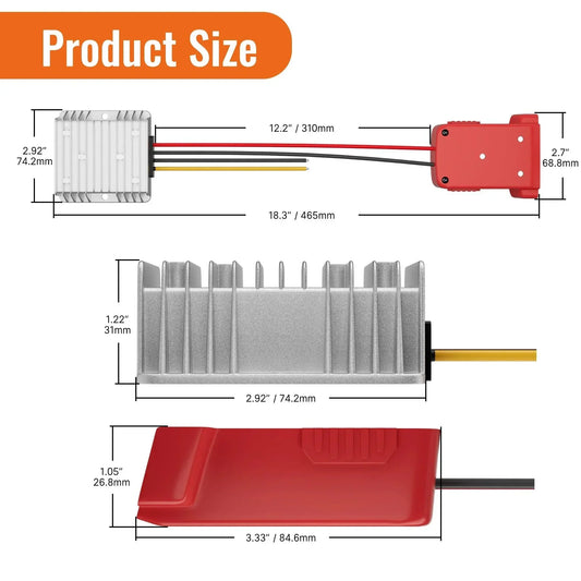 18V to 12V Step Down Converter for Milwaukee M18 Power Wheel Battery Adapter DC 12V 20A 240W Inverter Automatic Buck Converter Starlink Cables & Adaptors