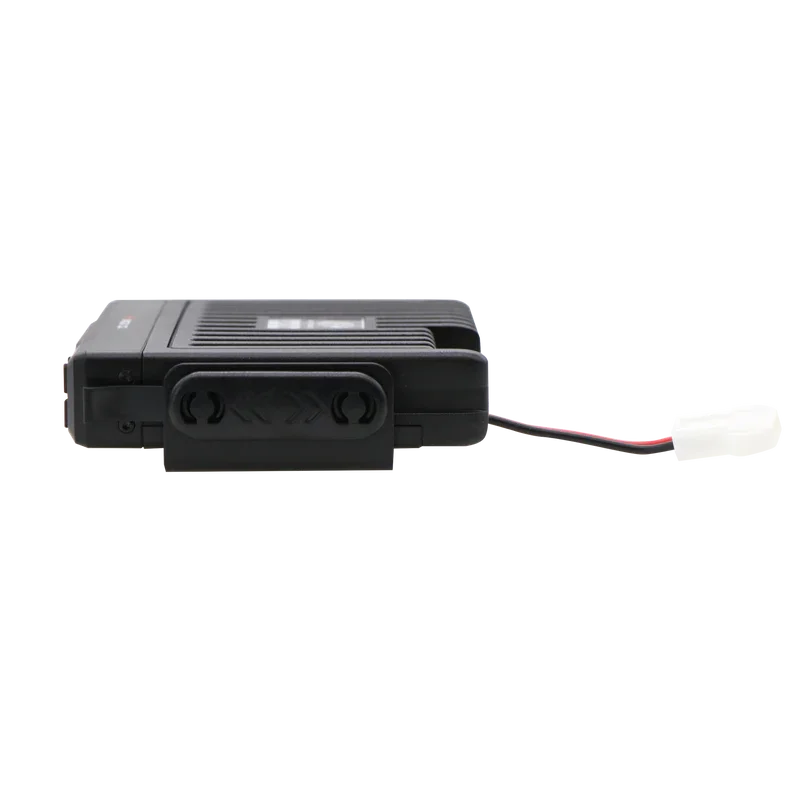 Off-Grid 12V black vehicle accessory with side view, wiring harness visible