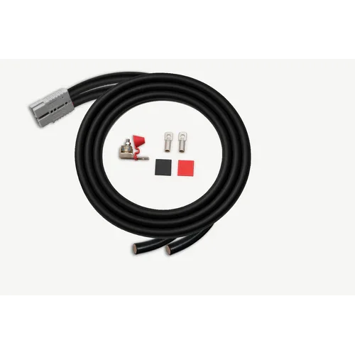 12V dual-core black power cable kit with Anderson plug, battery terminal, and accessories for vehicles