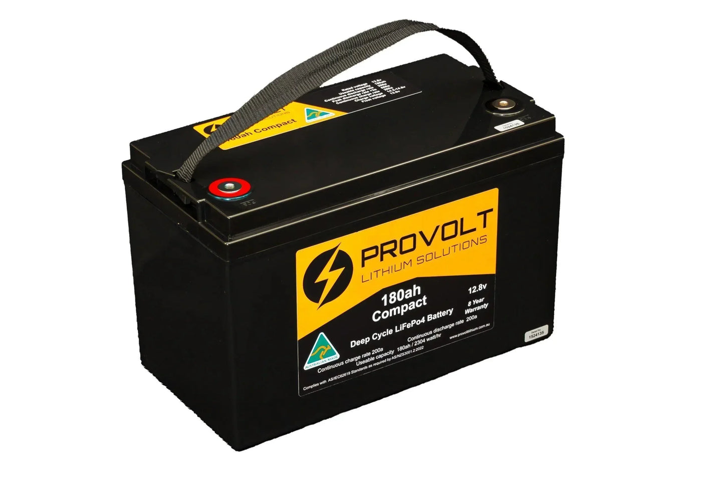 PROVOLT 12V lithium battery 180Ah compact, black case, for off-grid vehicle accessories