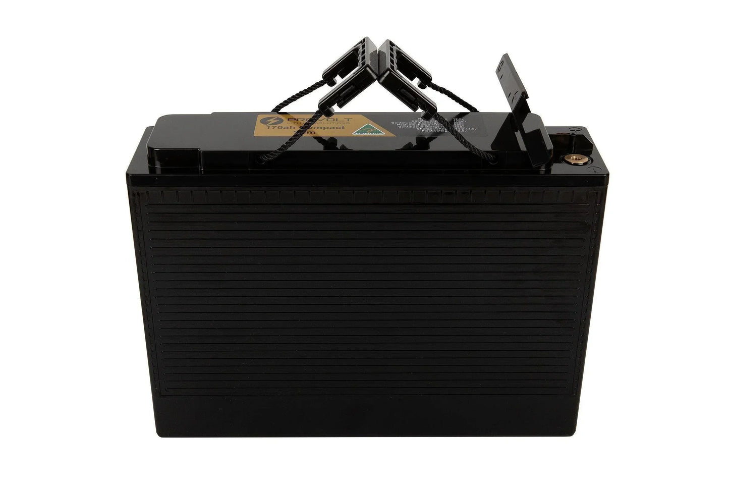 Off-Grid 12V 170Ah compact black battery with carrying handles, for vehicle power upgrade