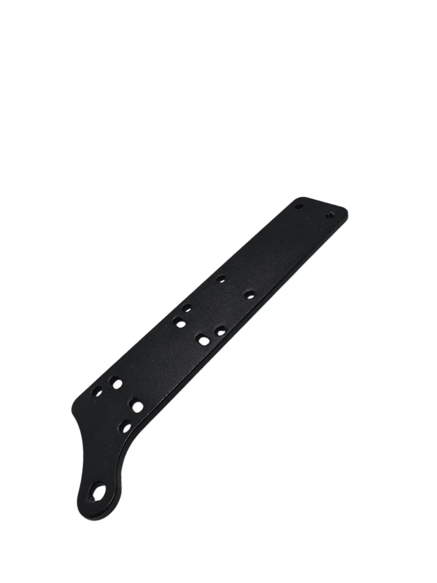 Black metal 12V accessory mounting bracket with multiple holes, automotive upgrade part