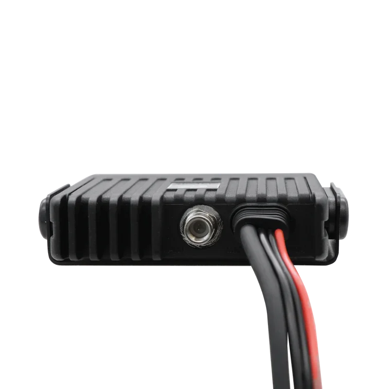 Rugged black 12V off-grid power accessory with wires and connector, ideal for vehicles