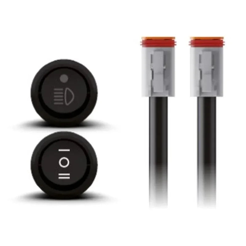 12V vehicle rocker switches and connectors for off-grid automotive accessory wiring