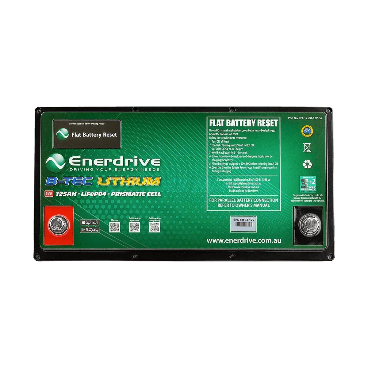 B-TEC 125amp / 12V LiFePo4 Battery Gen2 12v Bluetooth Lithium