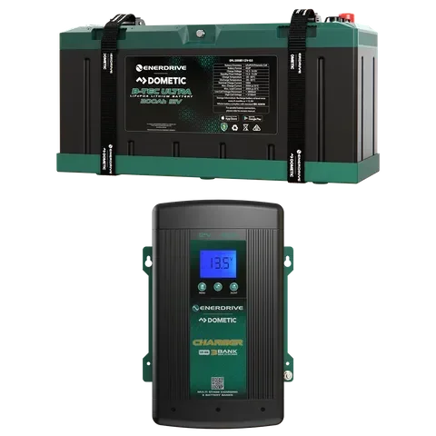 Enerdrive Dometic 12V battery and charger set for off-grid vehicle power solutions