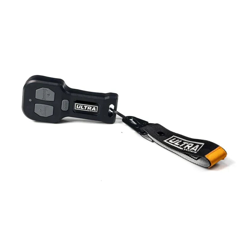 Wireless 12V remote control for vehicle accessories with Ultra Wings branding and wrist strap