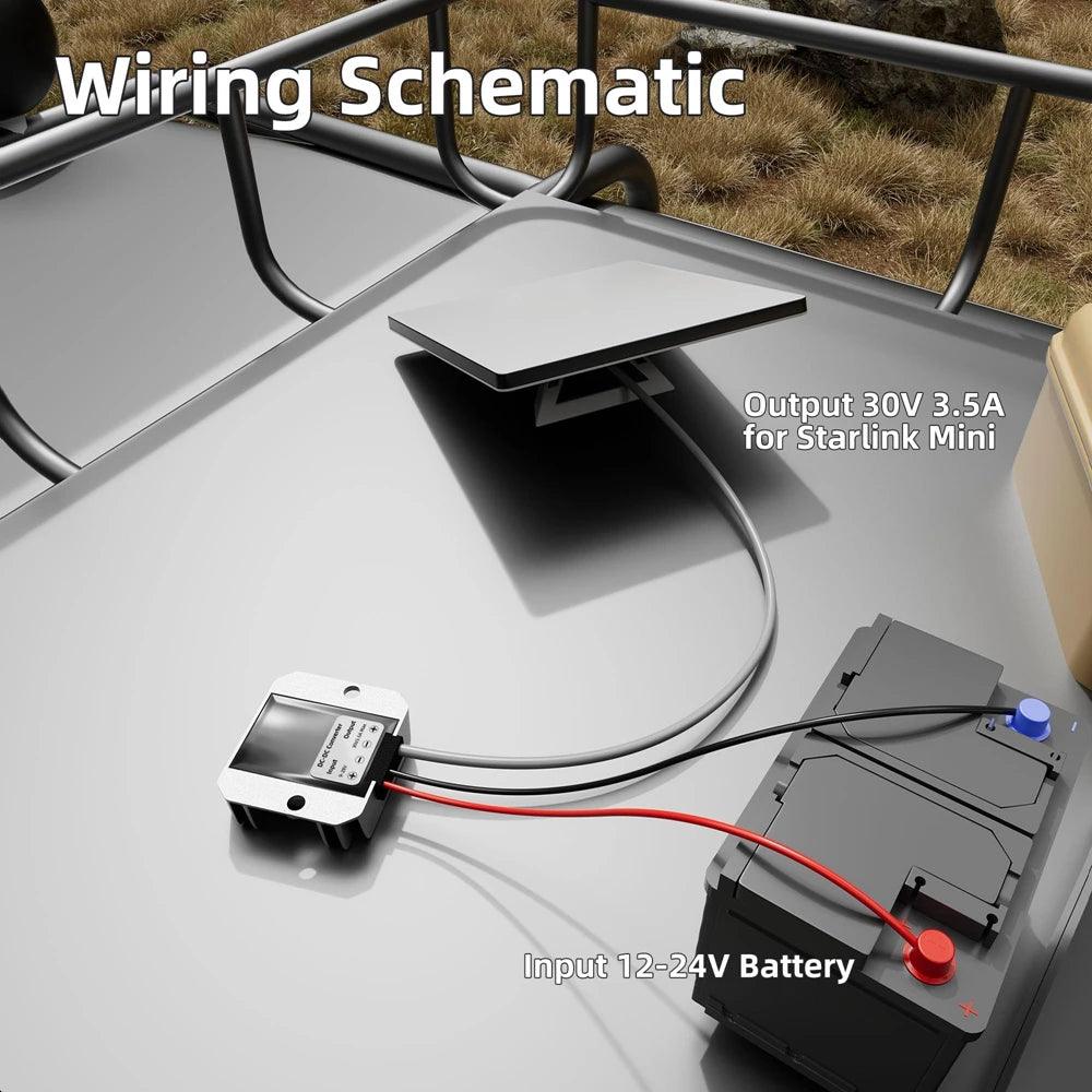 12V DC Boost Power Adapter for Starlink Mini Power Supply Step Up to 30V Powering From Truck RV for Starlink Mini Accessories Starlink 12v to 30v Booster