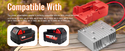 18V to 12V Step Down Converter for Milwaukee M18 Power Wheel Battery Adapter DC 12V 20A 240W Inverter Automatic Buck Converter Starlink Cables & Adaptors