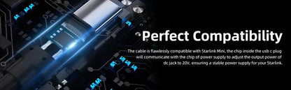 2M/6.5FT Starlink Mini USB C to DC Power Cable USB Type-C Input to Waterproof Barrel Jack Charging Cord for 65W+ PD Source Starlink Cables & Adaptors
