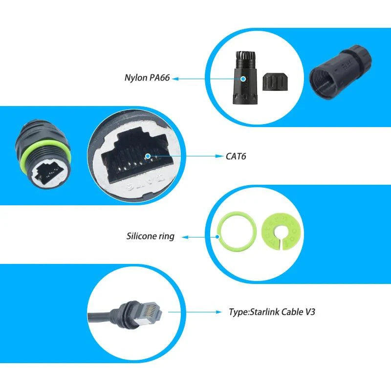 50/100cm Starlink Ethernet Adapter Gen 3 Mini Starlink Cable Extension to RJ45 Coupler Waterproof with Starlink Gen 3 Dish Starlink Cables & Adaptors