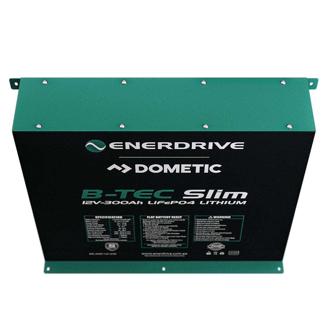 B-TEC 300amp / 12v LiFePO4 BT Slim Metal Case Battery
