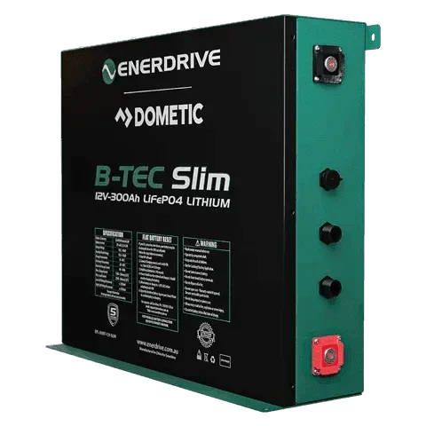 Enerdrive Dometic B-TEC Slim 12V 300Ah LiFePO4 lithium battery for off-grid vehicle power
