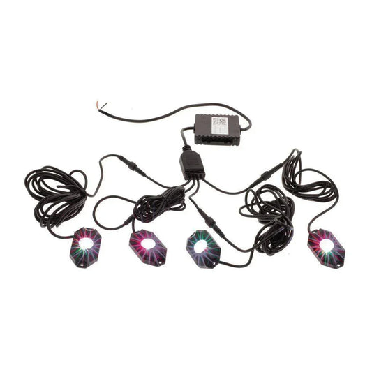 Premium 12V LED RGB pod light kit with controller and wiring for vehicle enhancement