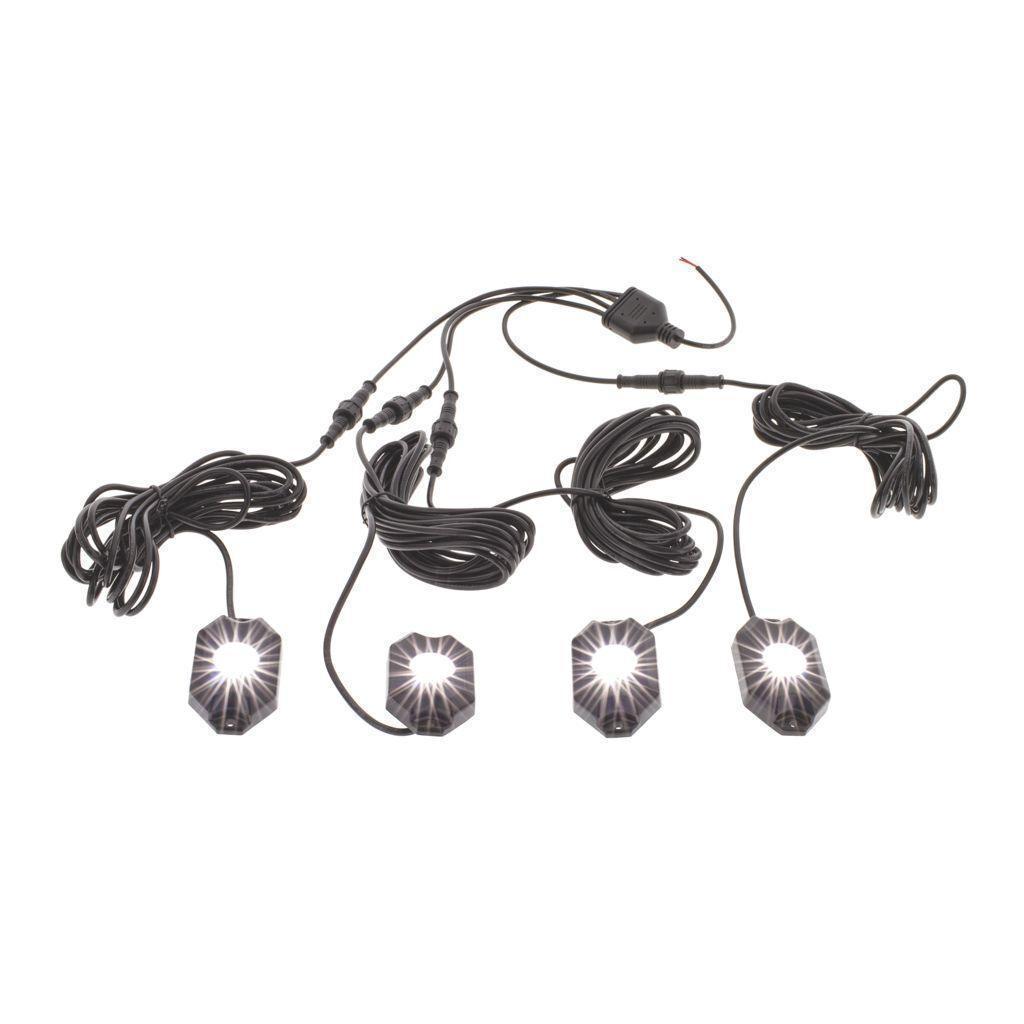 Pkt 4 WHT Led Rock Lghts 9-32V 18 Watt 120DEG Flood Beam IP68