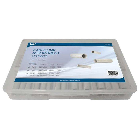 CABLE LINK ASSORTMENT 215PCS TIN PLATED COPPER RANGES FROM 8 B&S TO 000 B&S