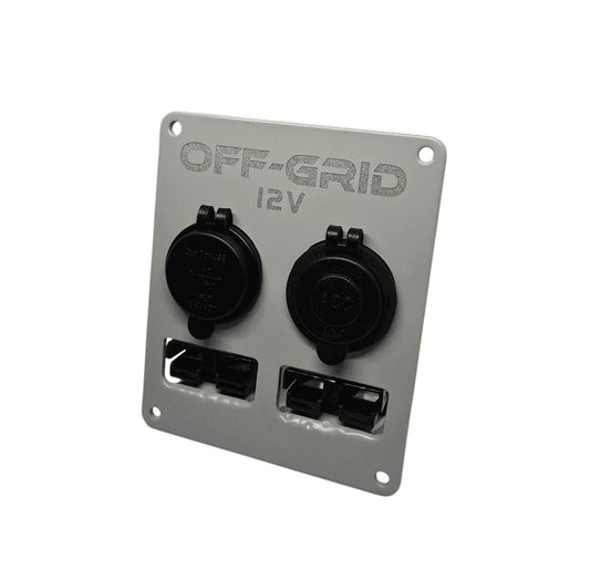 Off-Grid 12V accessory panel with dual sockets and fuses for vehicle power upgrades