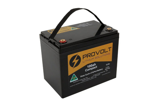 PROVOLT 12V 100Ah lithium battery with handle, deep cycle, for off-grid vehicle use
