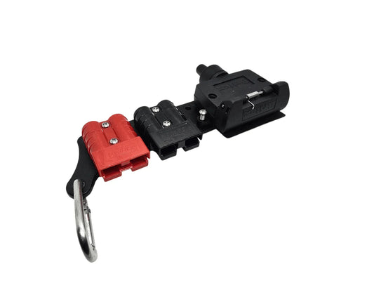 12V off-grid battery connector kit with red and black terminals, vehicle accessory