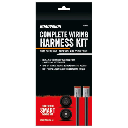 Roadvision complete 12V wiring harness kit for vehicle driving lamps, electronic smart wiring.