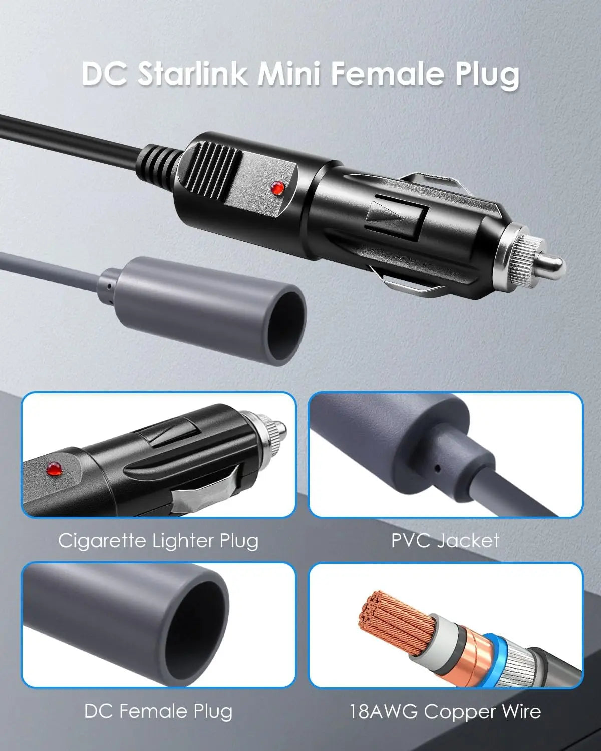 Cigarette Lighter Power Adapter DC 12V/24V to 48V 2A Boost Converter Power Cord for Starlink, RV, Surveillance, Boat 10-30V to 48V 2A Starlink Voltage Booster