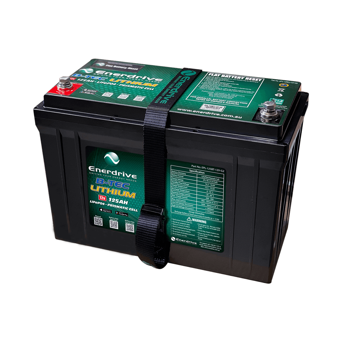 B-TEC 125amp / 12V LiFePo4 Battery Gen2 12v Bluetooth Lithium