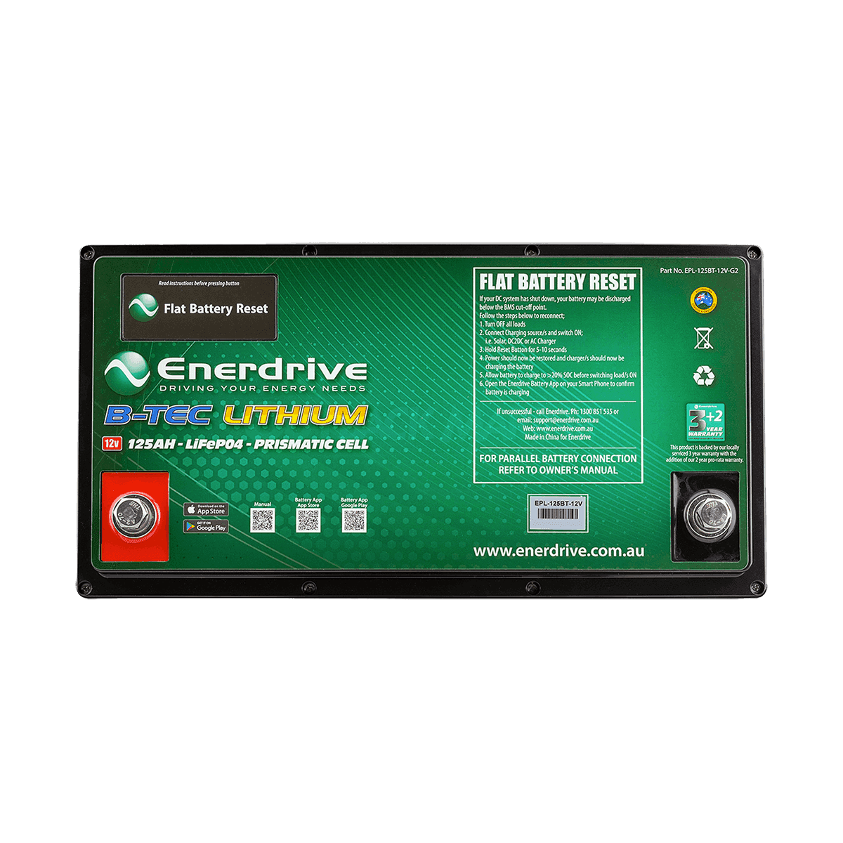 B-TEC 125amp / 12V LiFePo4 Battery Gen2 12v Bluetooth Lithium