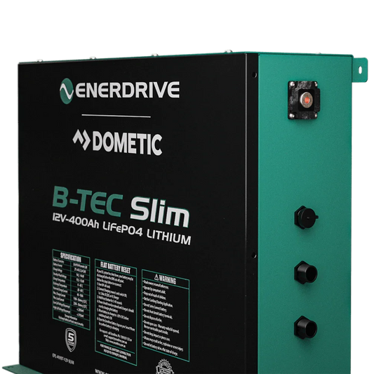 B-TEC 400amp / 12v LiFePO4 BT Slim Metal Case Battery 12v Bluetooth Lithium