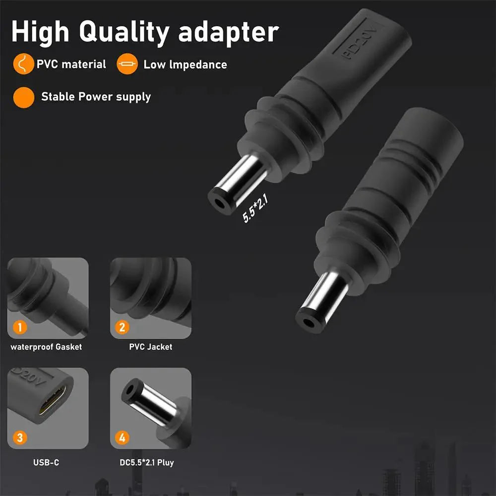 C to DC/D to D Power Adapter for Starlink Mini PD100W USB C Female to DC5521 Male Connector Charge Barrel Jack Power Adapter Starlink Cables & Adaptors