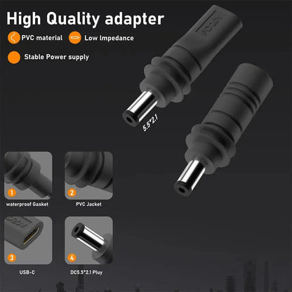 C to DC/D to D Power Adapter for Starlink Mini PD100W USB C Female to DC5521 Male Connector Charge Barrel Jack Power Adapter Starlink Cables & Adaptors