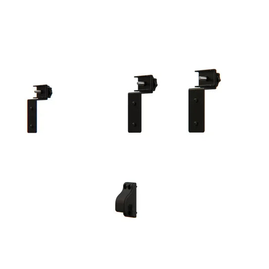 Black 12V mounting brackets set for vehicle accessories, shown on white background