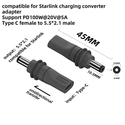 For Starlink Mini Cable 2M(6.6ft) Starlink Mini DC Power Type-C Input Replacement cable Waterproof Outerdoor Barrel Jack Chargin Starlink Cables & Adaptors