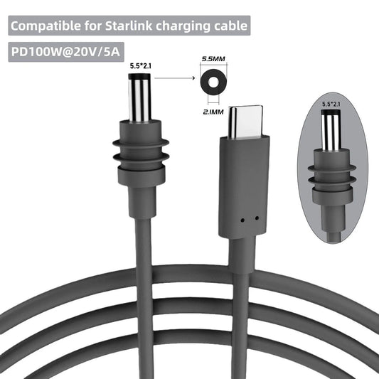 For Starlink Mini Cable 2M(6.6ft) Starlink Mini DC Power Type-C Input Replacement cable Waterproof Outerdoor Barrel Jack Chargin Starlink Cables & Adaptors