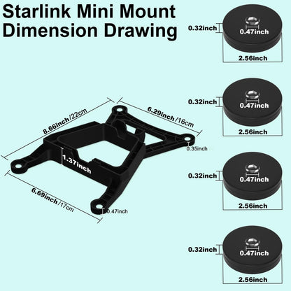 For Starlink Mini roof mounting bracket, 4 magnetic bases, magnetic mounting bracket for Starlink mini Internet kit satellites Starlink Mini Mount