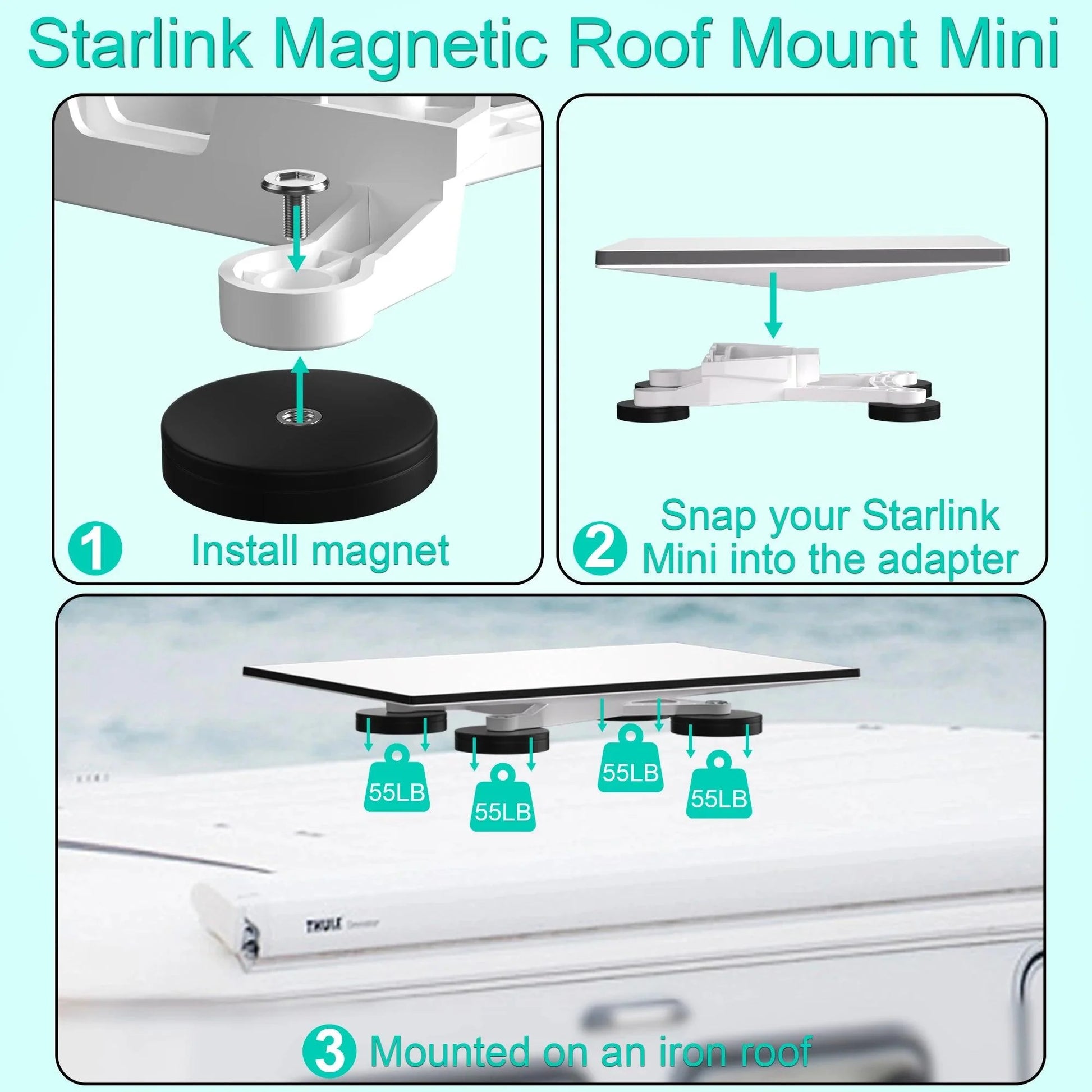 For Starlink Mini roof mounting bracket, 4 magnetic bases, magnetic mounting bracket for Starlink mini Internet kit satellites Starlink Mini Mount