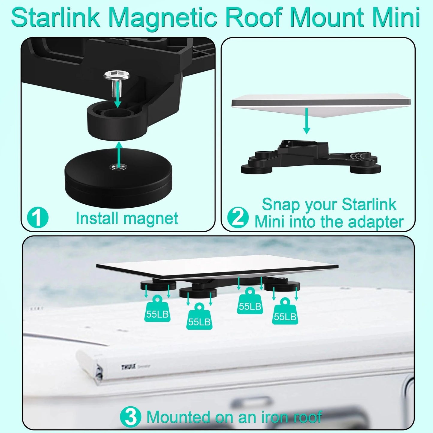For Starlink Mini roof mounting bracket, 4 magnetic bases, magnetic mounting bracket for Starlink mini Internet kit satellites Starlink Mini Mount