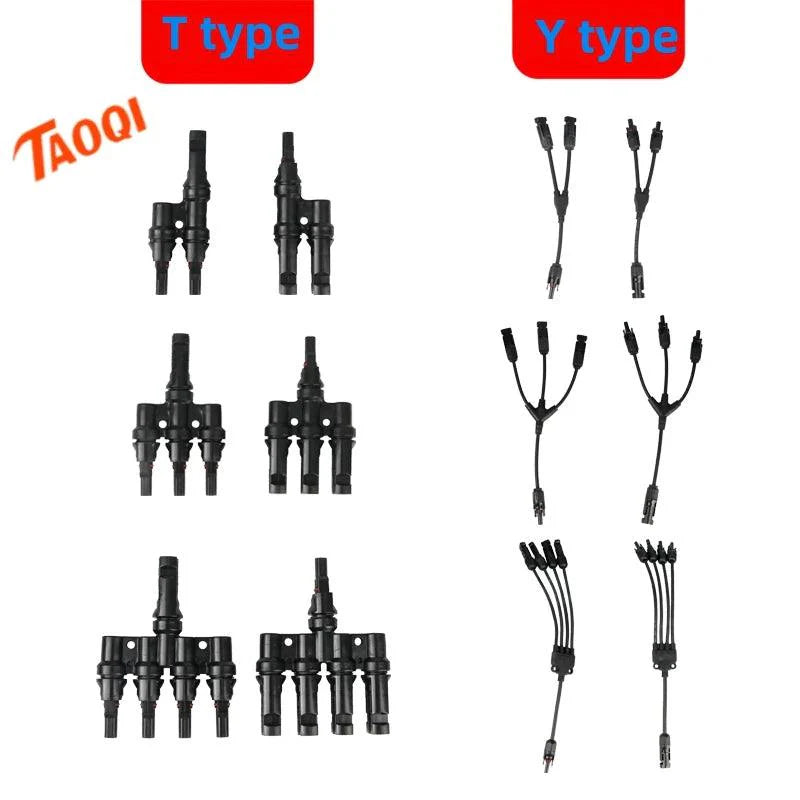 PV connector Y/T type 2/3/4/5/6/7 Way parallel connection solar panel system waterprrof connector Branch Solar Cell Connect Plug Solar Adaptors
