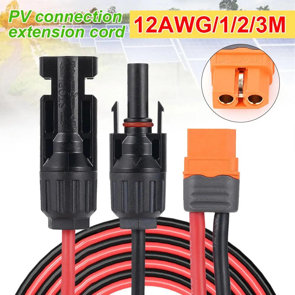 Solar Connector to XT60I- F Adapter 12AWG Cable Connect Solar Panel Charge Cable 1/2/3M for Generator Portable Power Station Solar Cable