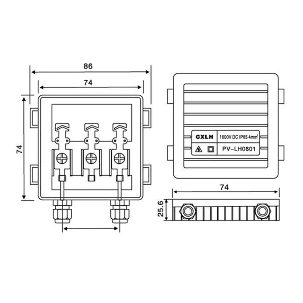 Solar Junction Box PV Connector with 2 Diodes for Panel 50W-170W 6A Solar Junction Box