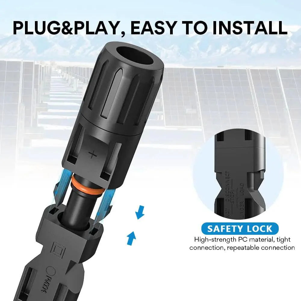 Y&H 2 Pairs Male＆Female Waterproof Plug PV Cable Connector for Solar Inverter Panels PV Systems and Wire Connection Solar Adaptors