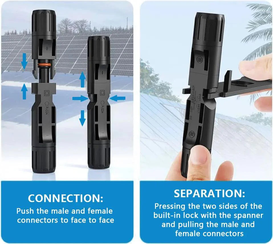 Y&H 2 Pairs Male＆Female Waterproof Plug PV Cable Connector for Solar Inverter Panels PV Systems and Wire Connection Solar Adaptors